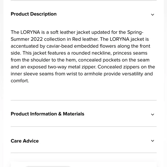 Loryna Jacket
Red Leather Jacket With Floral Detailing - Picture 14 of 16